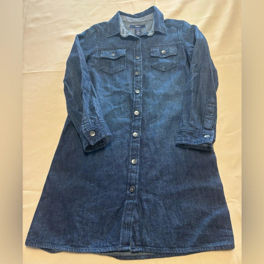 GAP Kids Blue Denim Button Down Dress Long Sleeve‎
